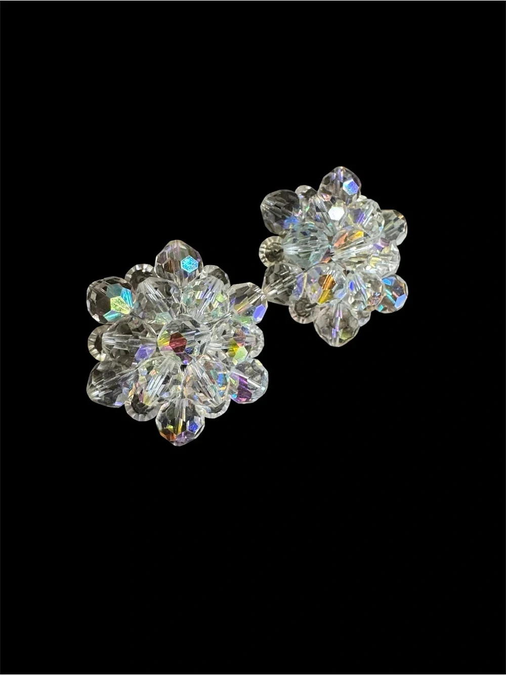 ✨ Vintage Aurora Borealis Crystal Clip-On Earrings ✨